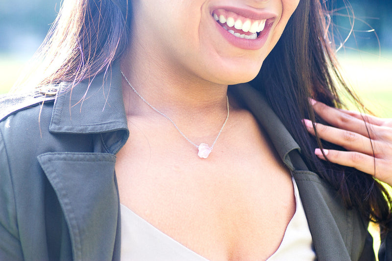 Raw Rose Quartz Necklace