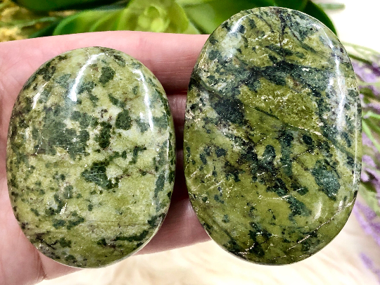 Epidote Palmstone 60mm-70mm - Heart Chakra Stone