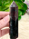 Garnet in Arfvedsonite Tower 88mm TJ - Throat & Root Chakra Stone