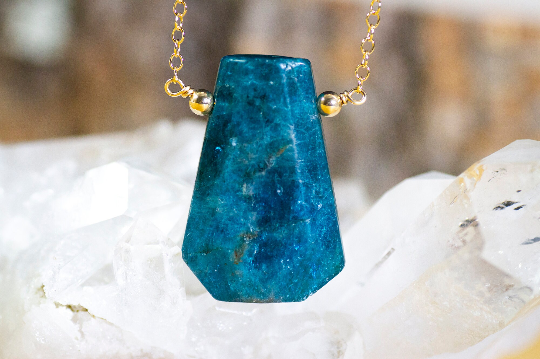 Large Blue Apatite Necklace - Throat Chakra Necklace