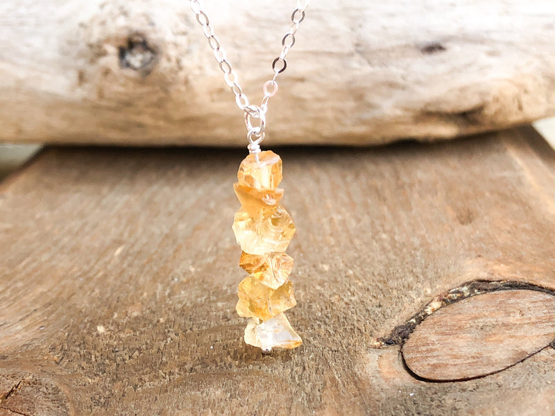 Raw Citrine Pendant Necklace