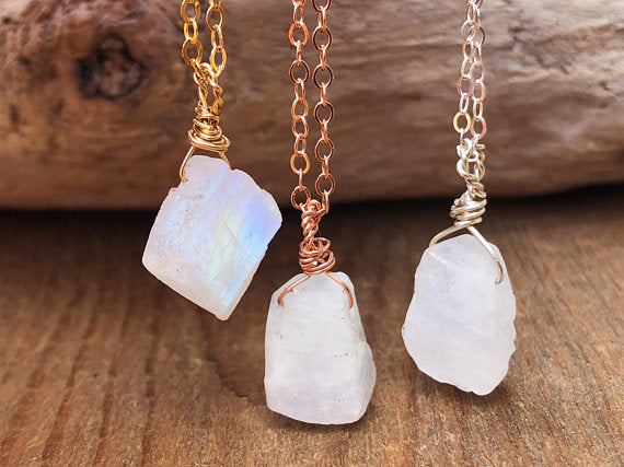 Raw Crystal and Gemstone Necklaces by Moon Lotus Crystals Moon Lotus Rising