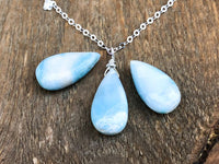 Real Larimar Drop Pendant Necklace