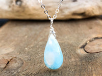 Real Larimar Drop Pendant Necklace