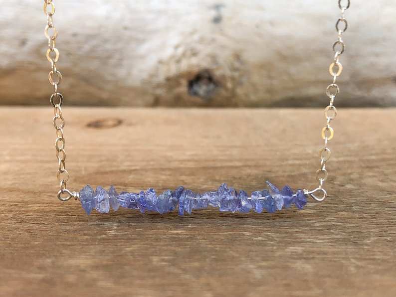 Raw Tanzanite December Birthstone Necklace