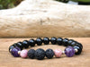 Rhodonite, Onyx, Amethyst and Lava Rock Essential Oil Diffuser Bracelet