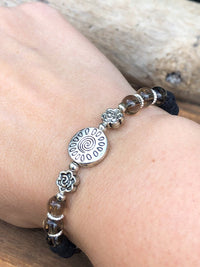 Smoky Quartz and Lava Rock Essential Oil Diffuser Bracelet