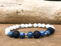 Howlite and Lava Rock Essential Oil Diffuser Bracelet