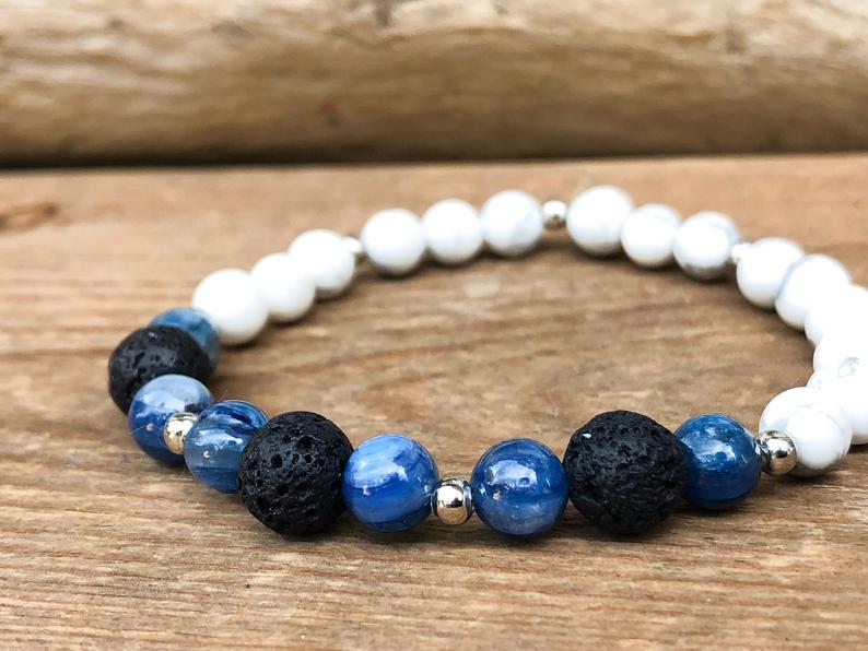 Howlite and Lava Rock Essential Oil Diffuser Bracelet