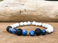 Howlite and Lava Rock Essential Oil Diffuser Bracelet