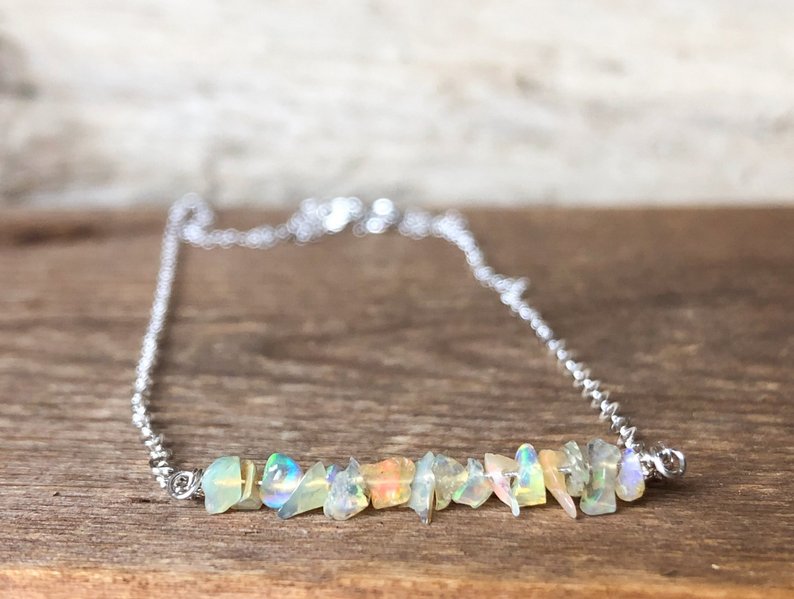 Raw Opal Bar Necklace