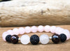 Essential Oil Diffuser Bracelet with Rose Quartz and Lava Beads