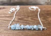 Aquamarine March Birthstone Bar Necklace