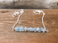 Aquamarine March Birthstone Bar Necklace