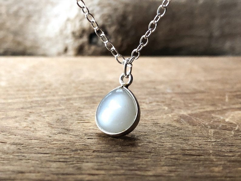 Gray Moonstone June Birthstone Necklace