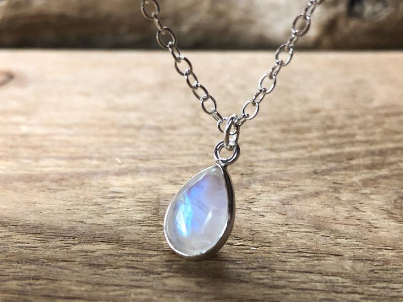 Rainbow Moonstone Pendant Necklace