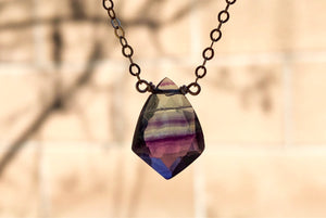 Rainbow Fluorite Pendant Necklace  Pendant - Chakra Crystal Necklace