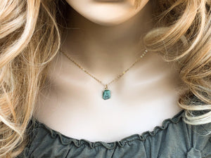 Raw Emerald Necklace - May Birthstone - Taurus Zodiac - Heart Chakra