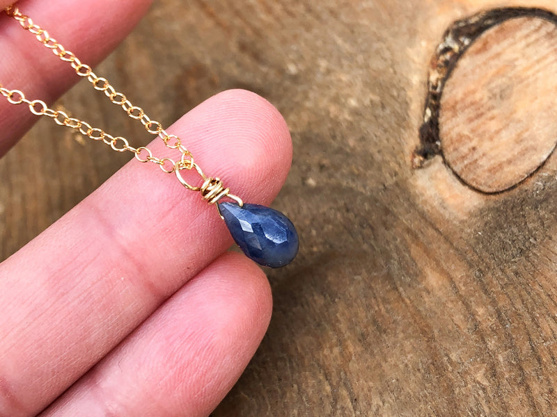 Dainty Sapphire Drop Necklace