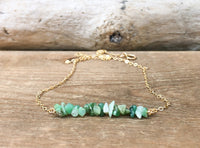 Raw Chrysoprase Necklace - Raw Stone Necklace - Chrysoprase Jewelry in Silver, Gold or Rose Gold - Chrysoprase Bar Necklace - Gift for Her