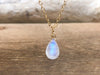 Dainty Rainbow Moonstone Drop Necklace