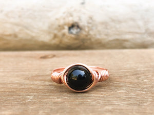 Black Tourmaline Protection Ring - Black Tourmaline Jewelry - October Birthstone Gift for Her - Crystal Ring - Protection Jewelry