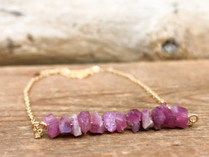 Raw Pink Tourmaline Stone Necklace