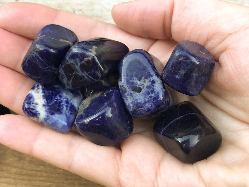 Wire Wrapped Sodalite Pendant Necklace - Throat Chakra Stone Necklace