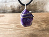 Charoite Sterling Silver Pendant Necklace - Purple Stone Necklace
