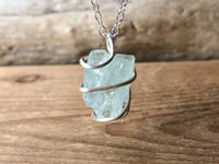 Silver Raw Aquamarine Stone Necklace