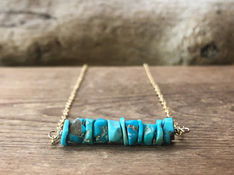 Raw Turquoise Bar Necklace - December Birthstone - Sagittarius Necklace