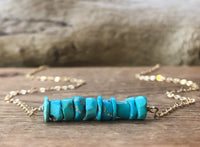 Raw Turquoise Bar Necklace - December Birthstone - Sagittarius Necklace