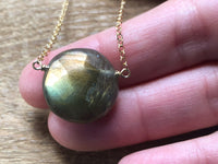 Gold Labradorite Necklace - Healing Crystal Pendant Necklace