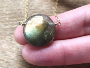 Gold Labradorite Necklace - Healing Crystal Pendant Necklace