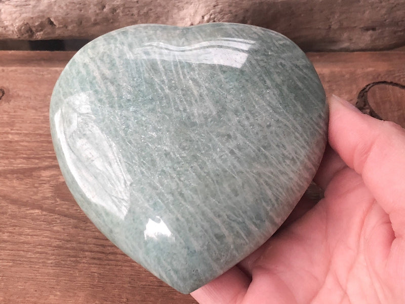 Amazonite Heart 89mm XO - Crystals and Stones - Throat & Heart Chakra