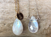 Personalized Rainbow Moonstone Necklace