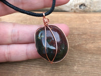 Wrapped Bloodstone Pendant Necklace