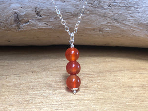 Carnelian Pendant Necklace - Orange Stone Necklace - Carnelian Pendant 