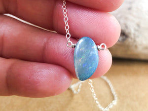 Real Opal Doublet Necklace - October Birthstone - Libra Zodiac Jewelry