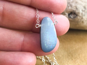 Large Opal Pendant Necklace - Libra Zodiac Necklace