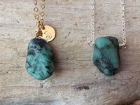 Raw Emerald Necklace - May Birthstone - Taurus Zodiac - Heart Chakra