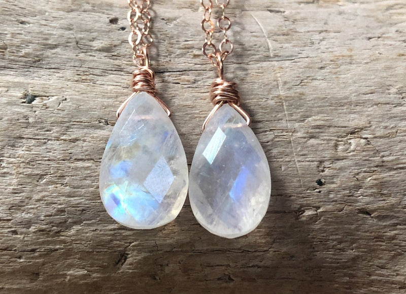 Personalized Rainbow Moonstone Necklace