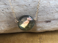 Gold Labradorite Necklace - Healing Crystal Pendant Necklace