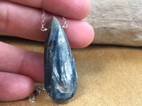 Large Blue Kyanite Pendant Necklace - Throat Chakra Jewelry