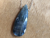 Large Blue Kyanite Pendant Necklace - Throat Chakra Jewelry