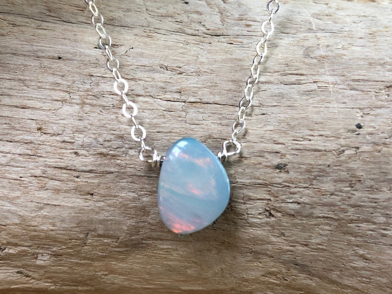 Natural Opal Doublet Necklace - October Birthstone Necklace