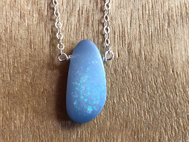 Large Opal Pendant Necklace - Libra Zodiac Necklace