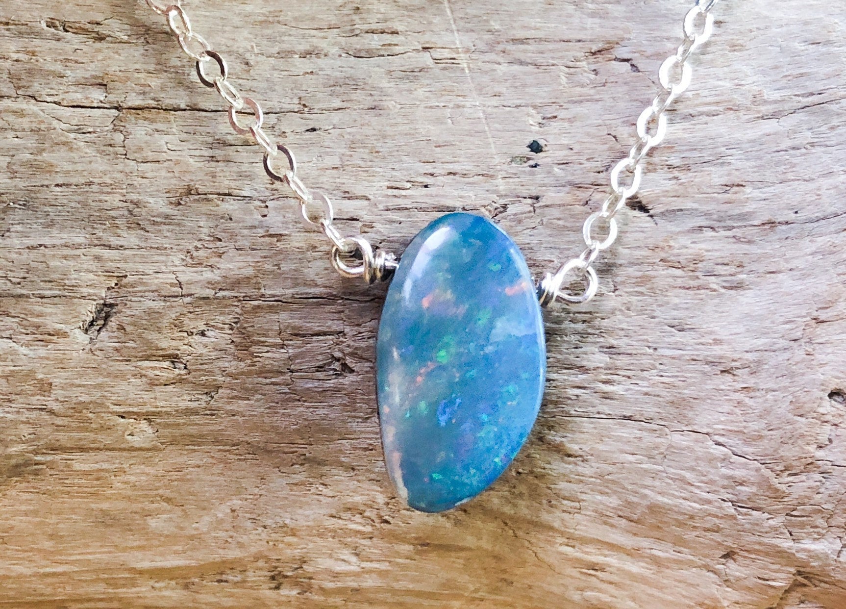 Real Opal Doublet Necklace October Birthstone Libra Zodiac