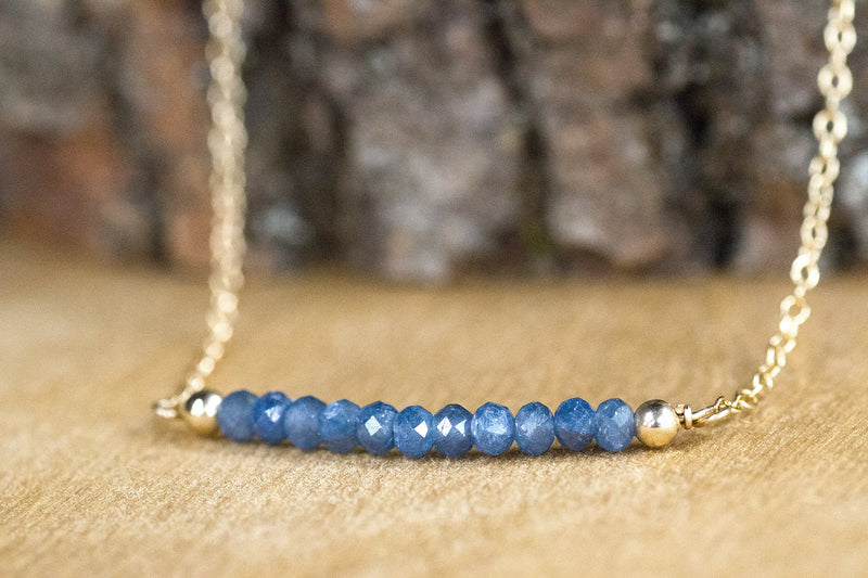 Dainty Sapphire Bar Necklace - September Birthstone Necklace