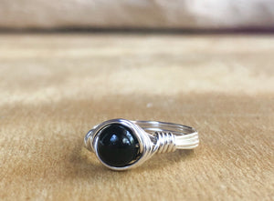 Black Tourmaline Protection Ring - Black Tourmaline Jewelry - October Birthstone Gift for Her - Crystal Ring - Protection Jewelry